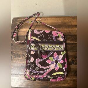 Vera Bradley Purple Punch Brown Mini Hipster Small Traveler Crossbody Purse Bag
